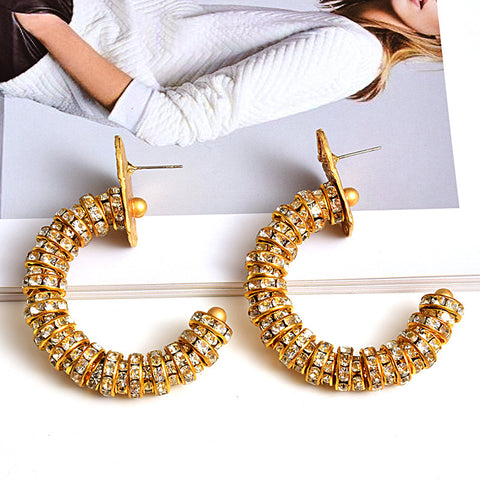 Metal Diamond Flash Temperament Earrings With Diamonds
