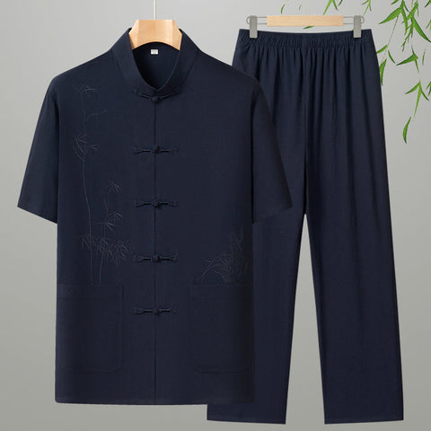 Cotton Short-sleeved Leisure For The Elderly Suit Grandpa