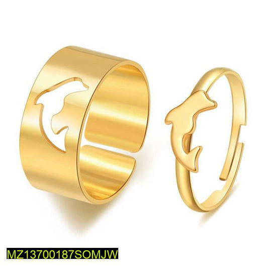 Dolphin Couple Rings Golden