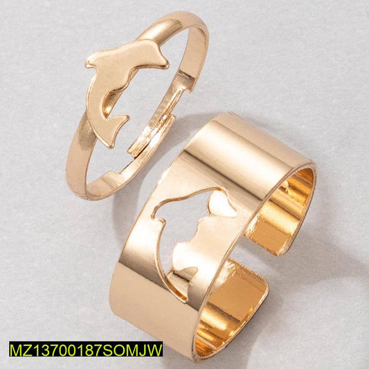 Dolphin Couple Rings Golden
