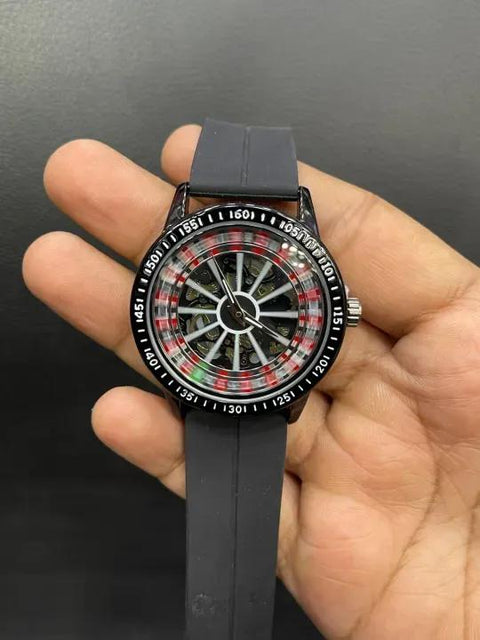 Roulette Dial Watches Blue Black Brown Silicone Strap
