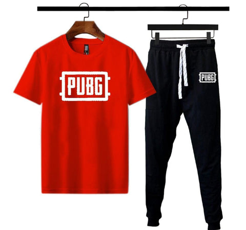 Men PUBG Graphic Cotton Track Suit Red Black Medium to XL