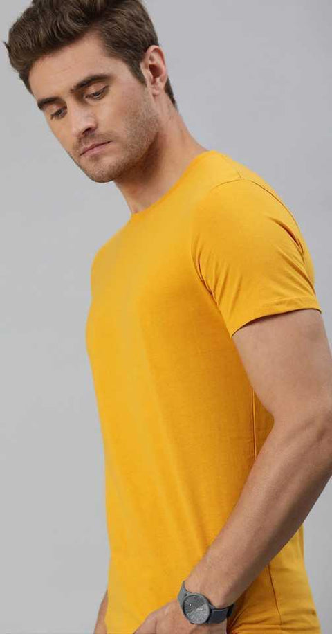 Men Cotton Polyester Slim Fit Shirt Yellow