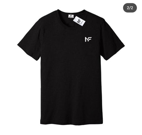 Men Black Cotton T-Shirt with White Logo