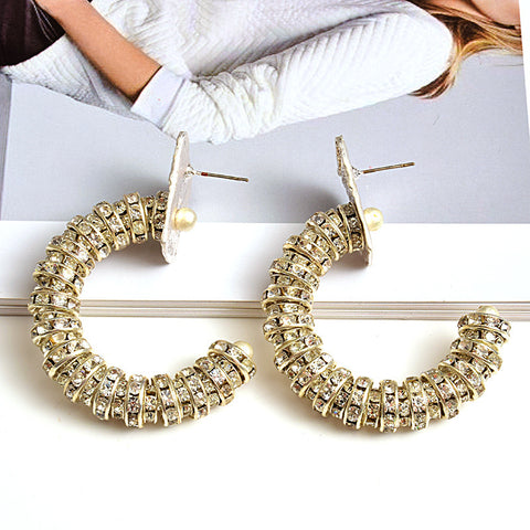 Metal Diamond Flash Temperament Earrings With Diamonds