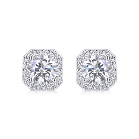 Heart Rose Luxury Fashion Diamond Earrings Stud Set With Mosan Diamond Silver Ornaments