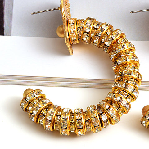 Metal Diamond Flash Temperament Earrings With Diamonds